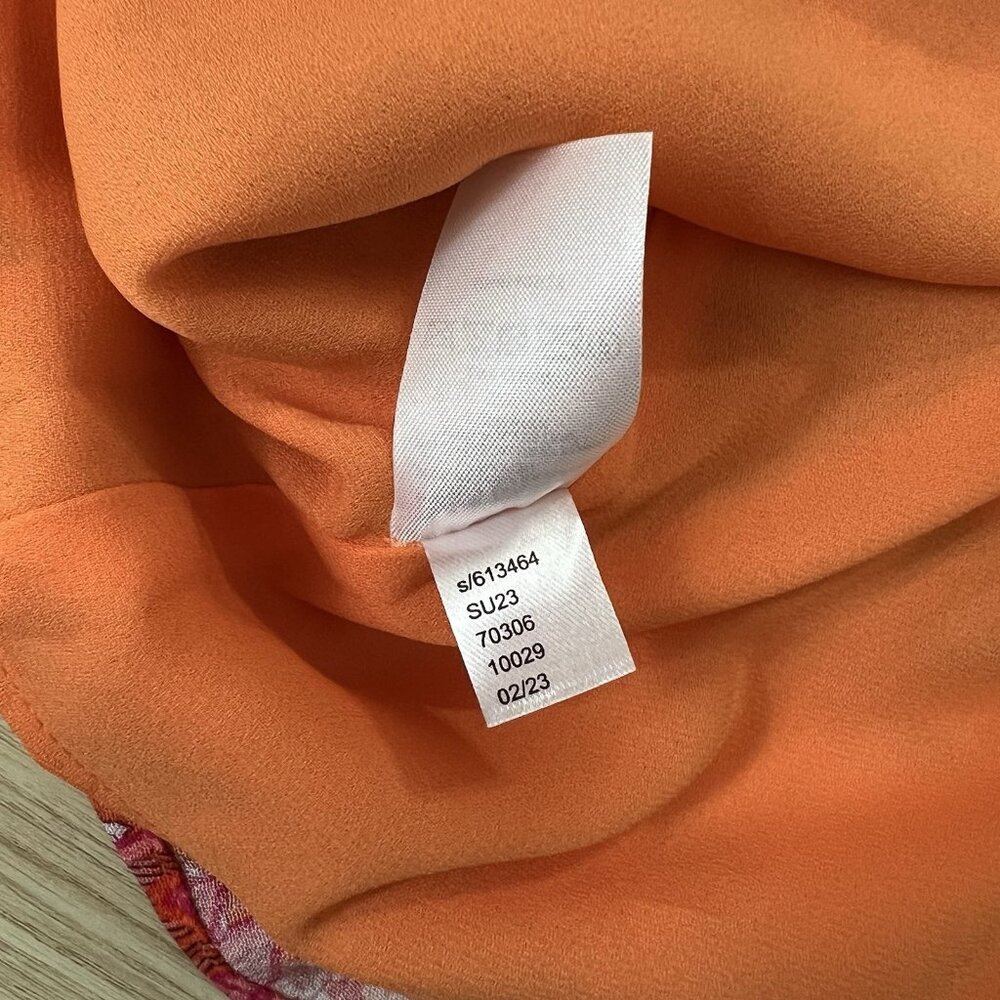 Loft Patchwork Bloom Blouse Size Medium Orange Pi… - image 7